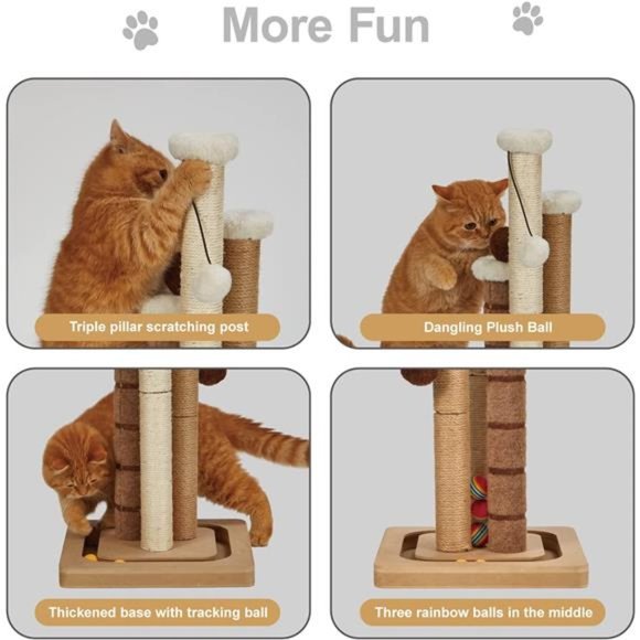 Cat Scratching Post Premium Natural Sisal Jute Carpet 3 Scratch Posts - Picture 2 of 7